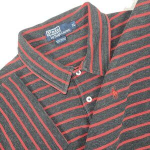 Vintage‎ Polo Ralph Lauren Polo Shirt Men's XL Grey Red Striped Thick Knit Y2K